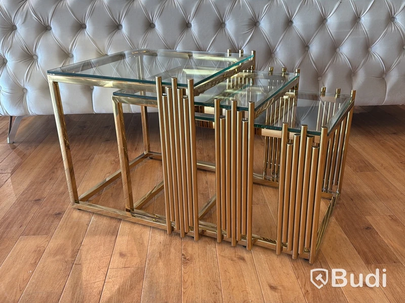 Satsbord, 3 del, guld/ glas