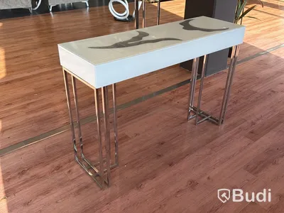 Sidobord med vit skiva, 120 cm