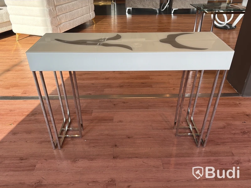 Sidobord med vit skiva, 120 cm