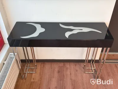 Sidobord med svart skiva, 120 cm