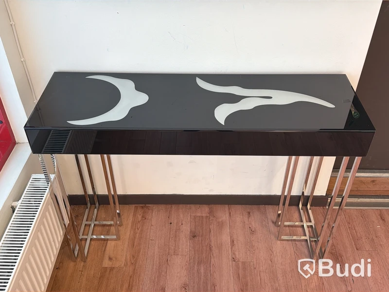 Sidobord med svart skiva, 120 cm