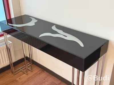 Sidobord med svart skiva, 120 cm