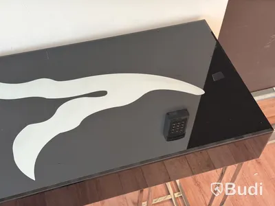 Sidobord med svart skiva, 120 cm