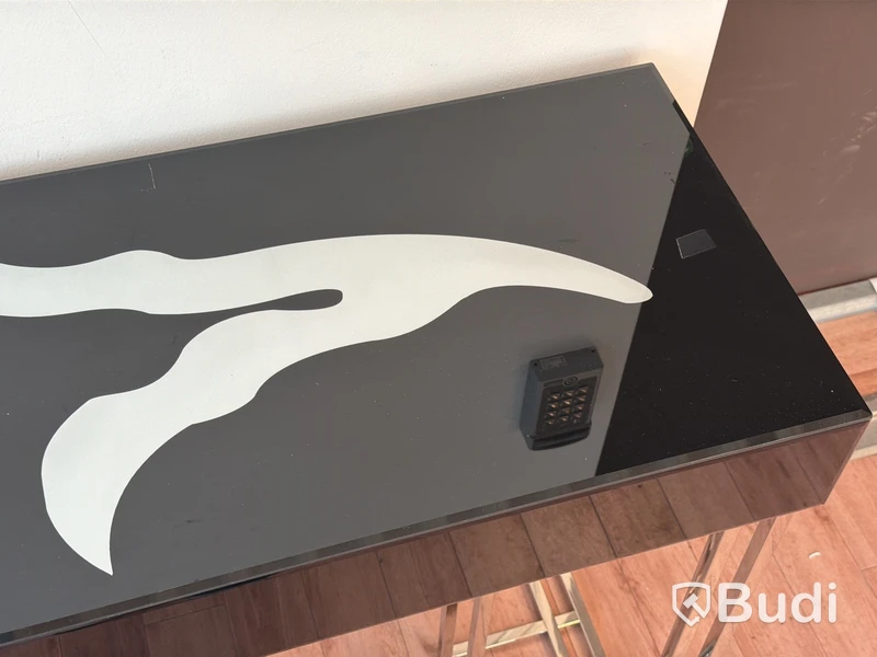 Sidobord med svart skiva, 120 cm