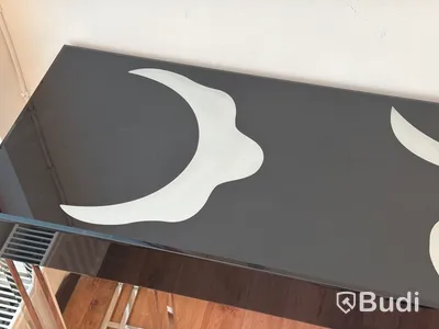 Sidobord med svart skiva, 120 cm