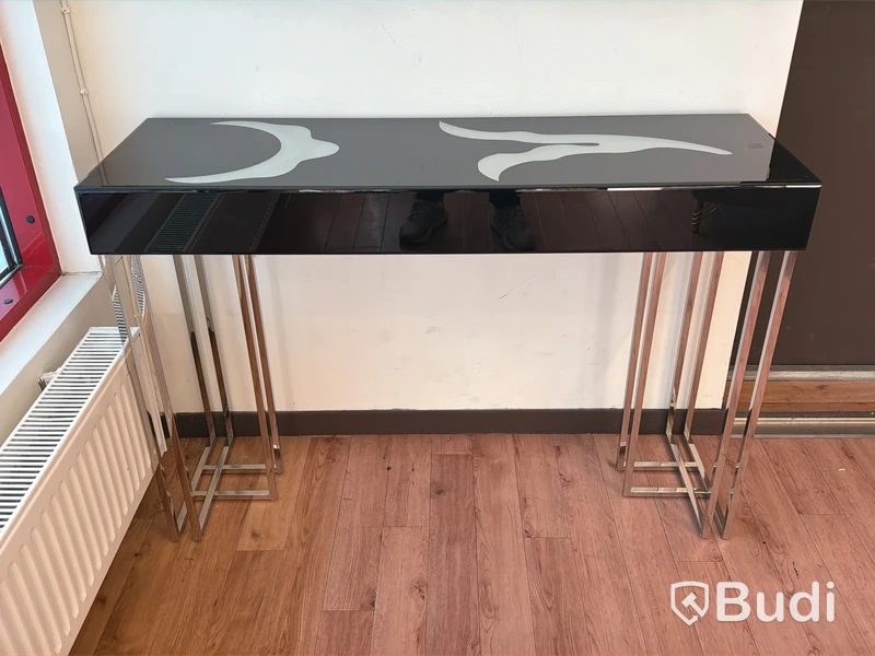 Sidobord med svart skiva, 120 cm