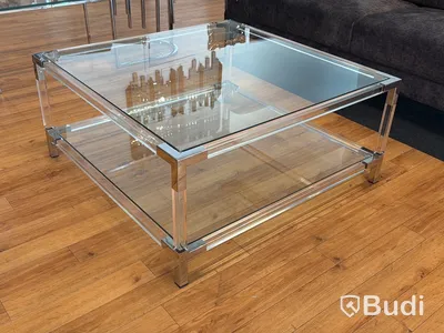 Soffbord med glasskiva, 100x100 cm