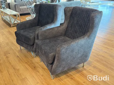 2 st fåtöljer i grå sammet