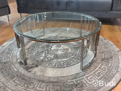 Soffbord med glasskiva Ø 97 cm samt matta