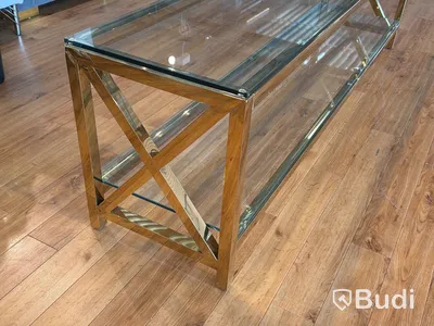 TV-bänk/ sidobänk, guld/ glas, 180 cm