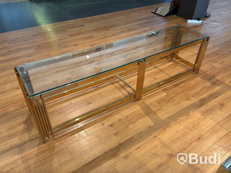 TV-bänk/ sidobänk, guld/ glas, 180 cm