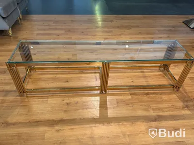 TV-bänk/ sidobänk, guld/ glas, 180 cm