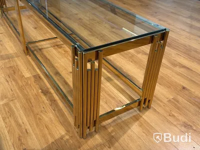 TV-bänk/ sidobänk, guld/ glas, 180 cm