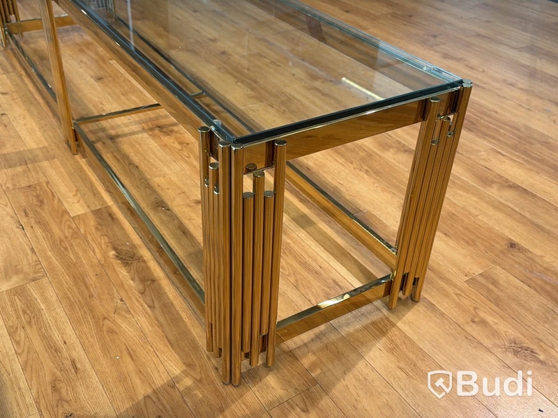TV-bänk/ sidobänk, guld/ glas, 180 cm