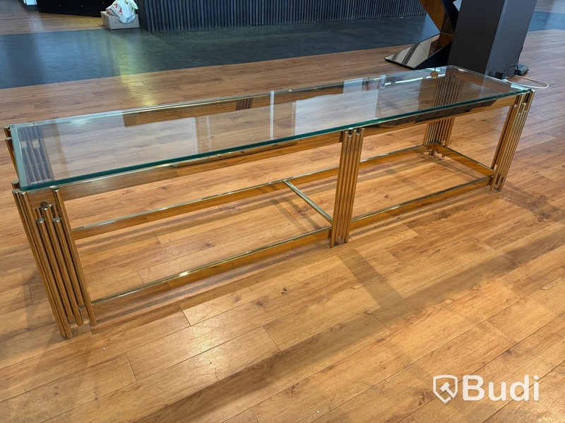 TV-bänk/ sidobänk, guld/ glas, 180 cm