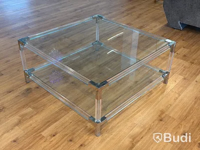 Soffbord med glasskiva, 100x100 cm