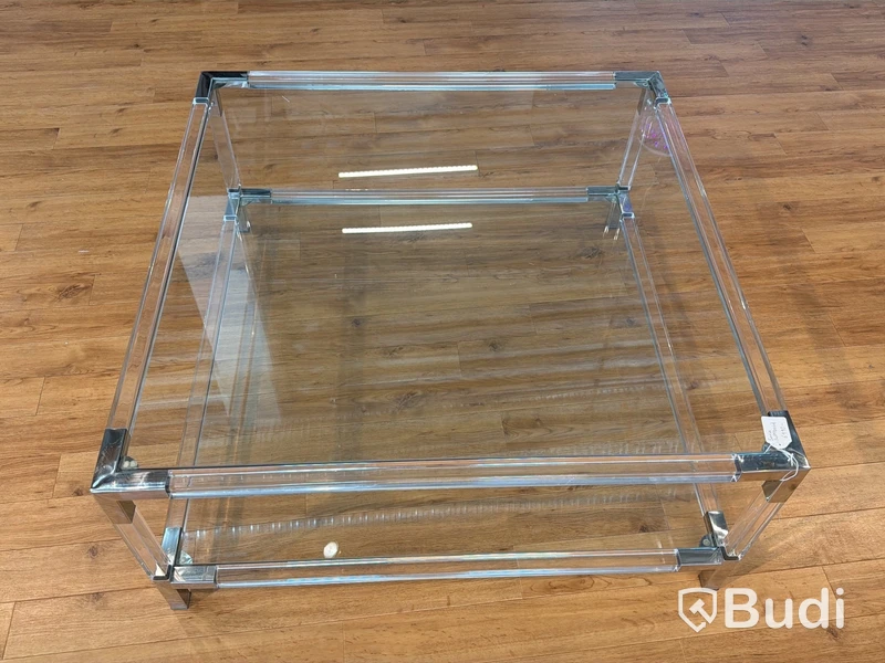 Soffbord med glasskiva, 100x100 cm