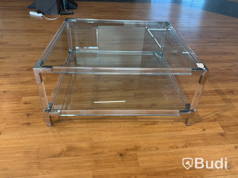 Soffbord med glasskiva, 100x100 cm