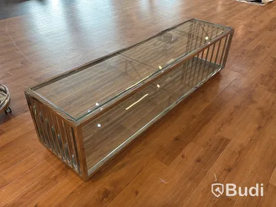 Sidobänk med glasskivor, 180 cm