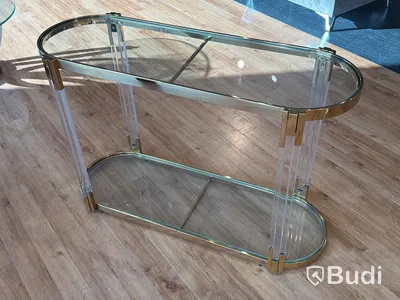 Sidobord, guld/ glas, 120 cm