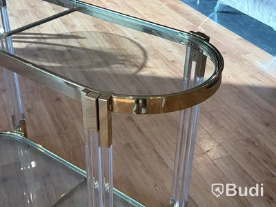 Sidobord, guld/ glas, 120 cm