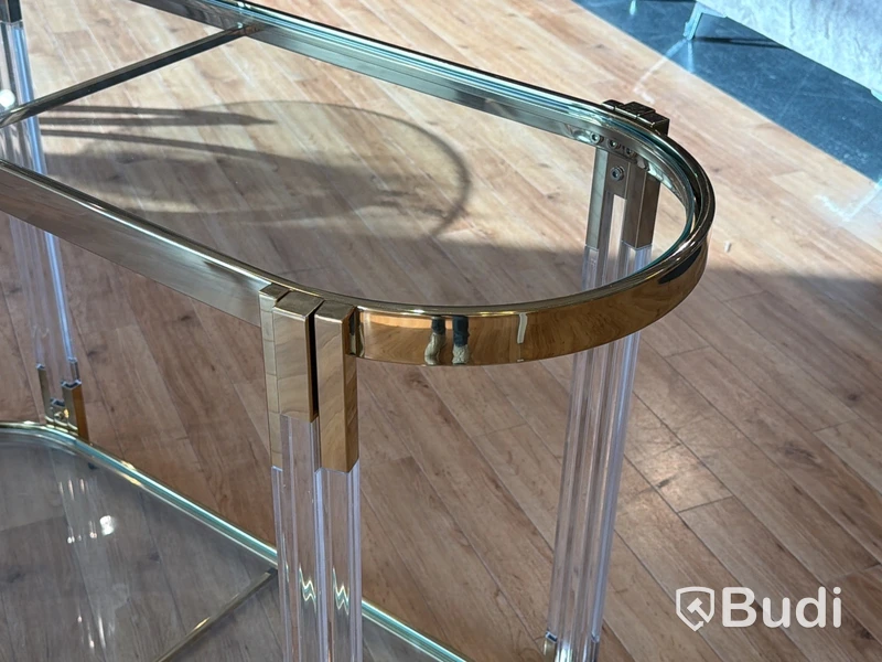 Sidobord, guld/ glas, 120 cm