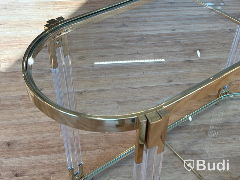 Sidobord, guld/ glas, 120 cm