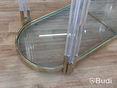 Sidobord, guld/ glas, 120 cm