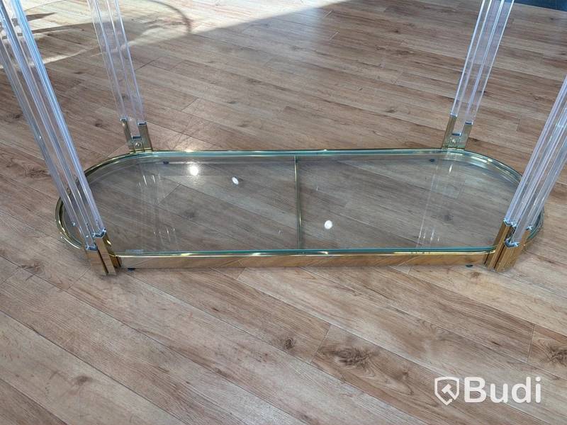 Sidobord, guld/ glas, 120 cm