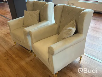 2 st fåtöljer, beige sammet