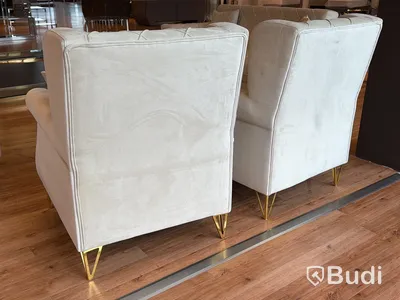 2 st fåtöljer, beige sammet