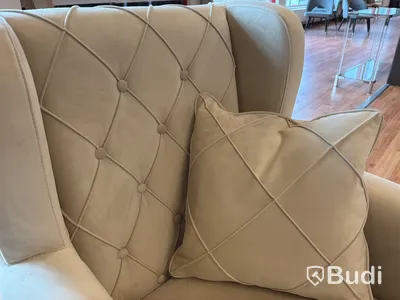 2 st fåtöljer, beige sammet