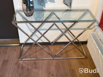 Sidobord med glasskiva, 120 cm