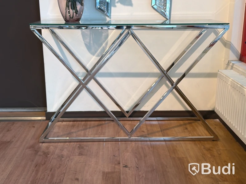 Sidobord med glasskiva, 120 cm