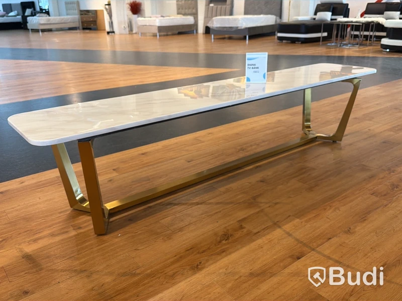 TV-bänk/ sidobänk med stenmönstrad skiva, 200 cm