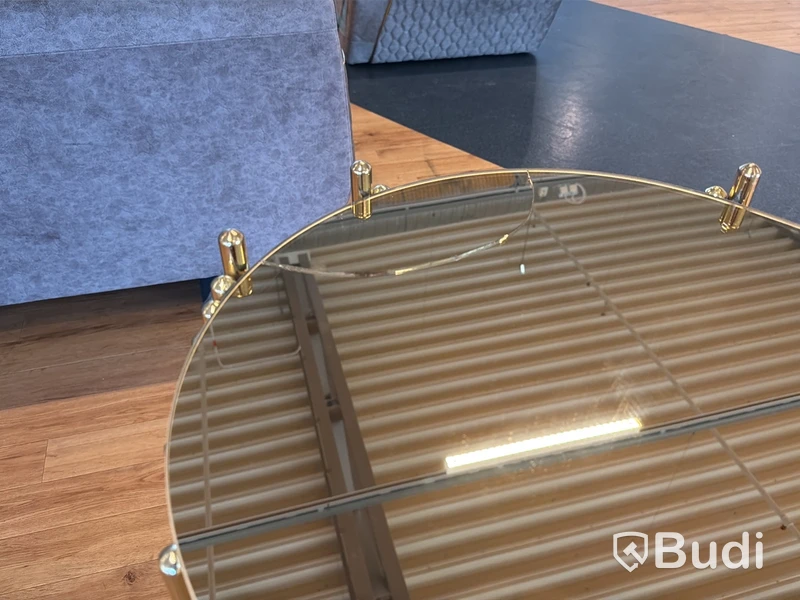Sidobord, guld och bronsfärgad spegelskiva, 110 cm