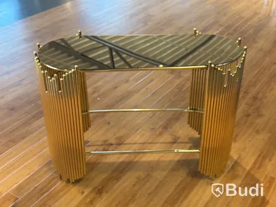 Sidobord, guld och bronsfärgad spegelskiva, 110 cm