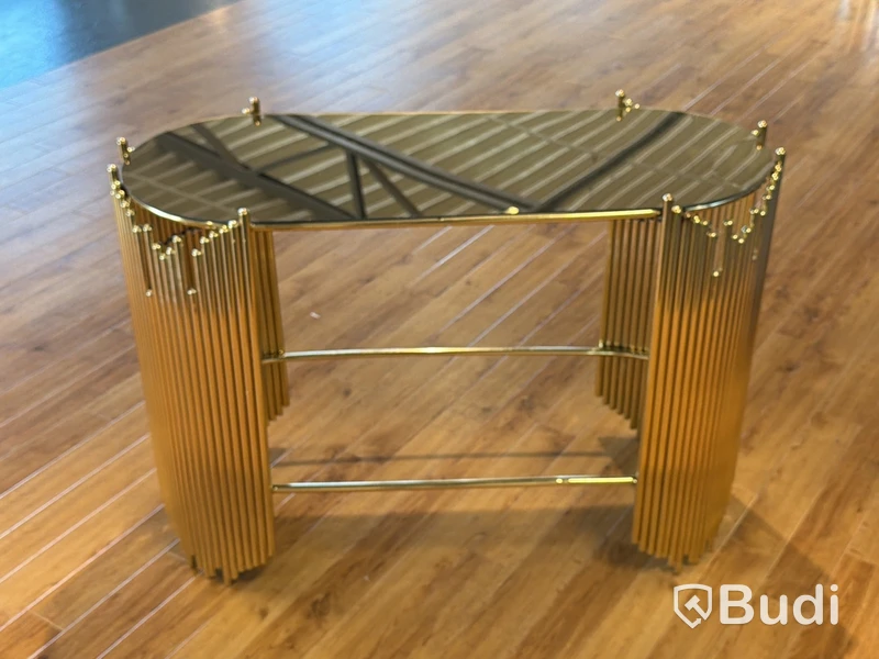 Sidobord, guld och bronsfärgad spegelskiva, 110 cm