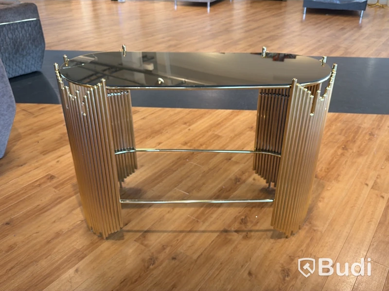 Sidobord, guld och bronsfärgad spegelskiva, 110 cm