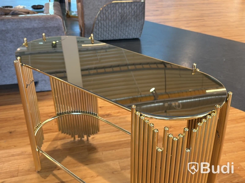 Sidobord, guld och bronsfärgad spegelskiva, 110 cm