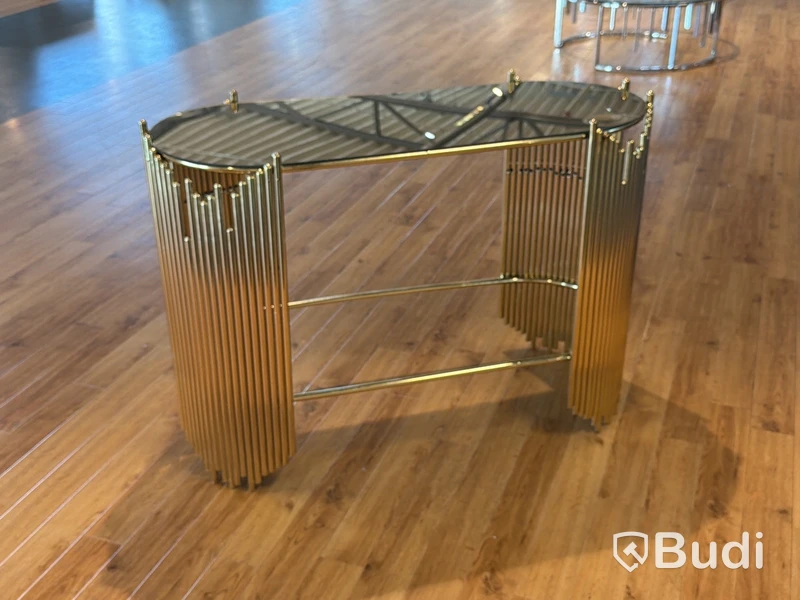 Sidobord, guld och bronsfärgad spegelskiva, 110 cm