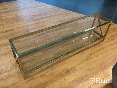 TV-bänk/ sidobänk, guld/ glas, 180 cm