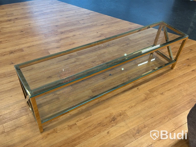 TV-bänk/ sidobänk, guld/ glas, 180 cm