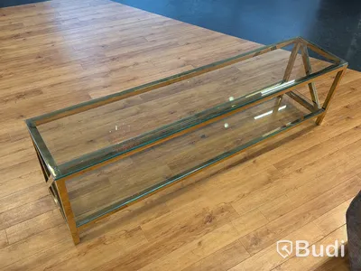 TV-bänk/ sidobänk, guld/ glas, 180 cm
