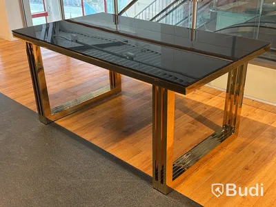 Matbord, guld/ svart, 160x90 cm
