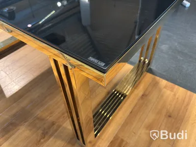 Matbord, guld/ svart, 160x90 cm