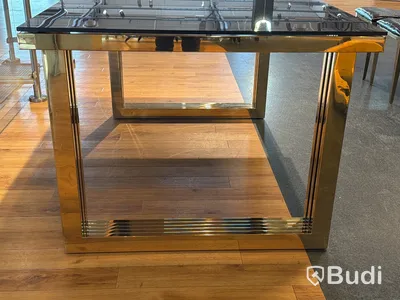 Matbord, guld/ svart, 160x90 cm
