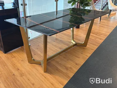 Matbord, svart/ guld, 180x90 cm