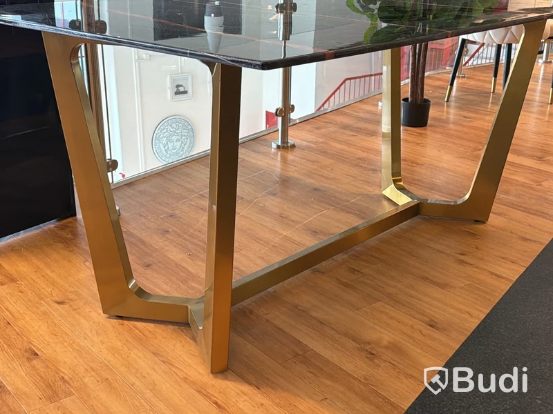 Matbord, svart/ guld, 180x90 cm