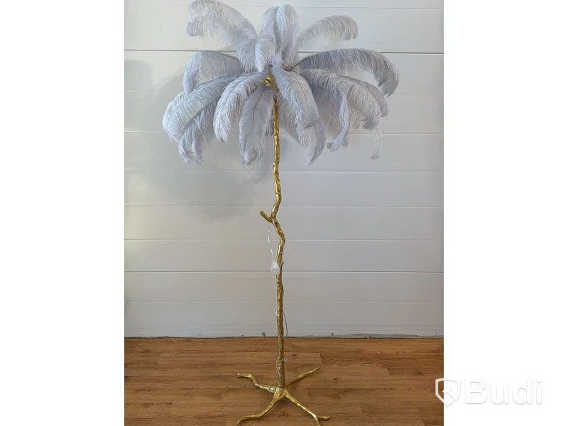 Golvlampa med fjädrar, höjd ca 160 cm
